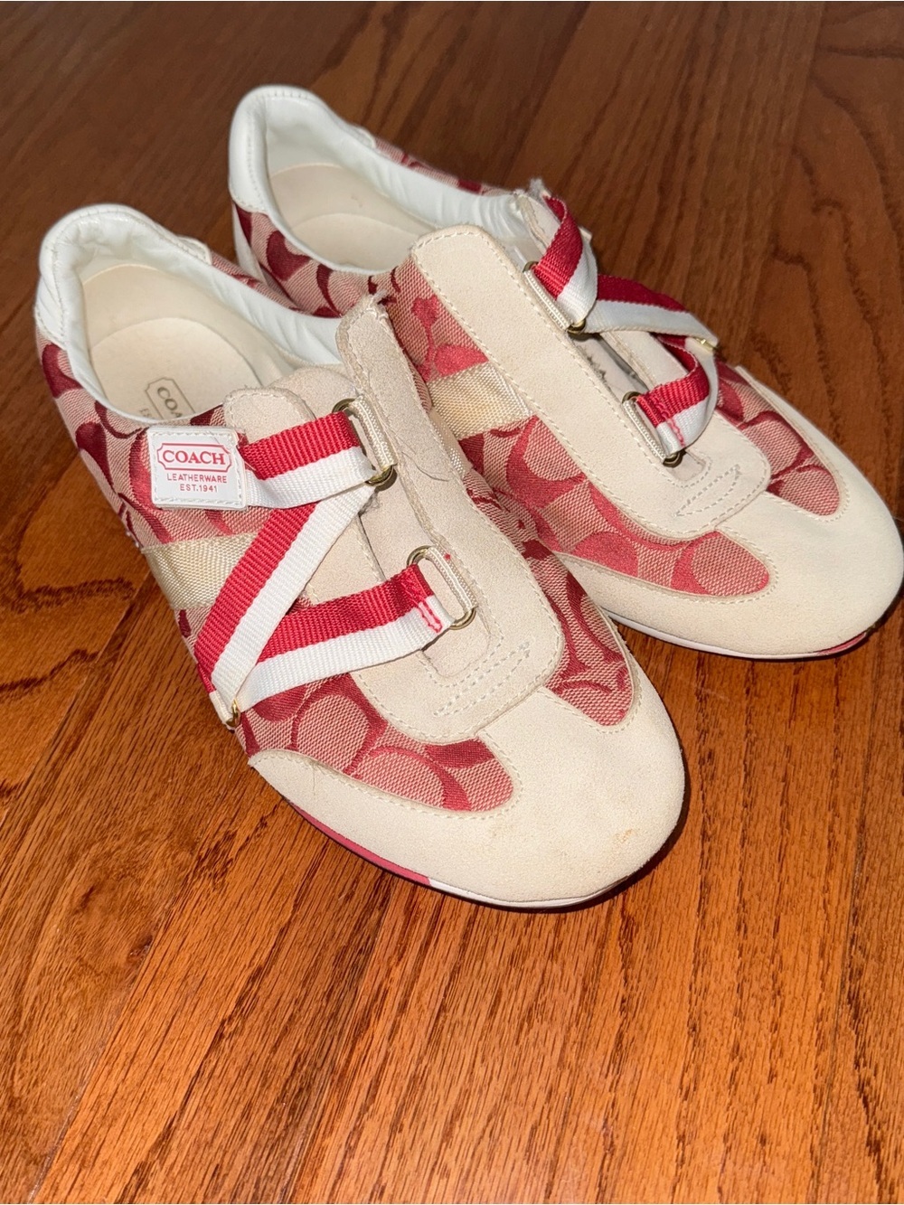 Coach Y2K JULI Pink & White Sneakers Size 8.5